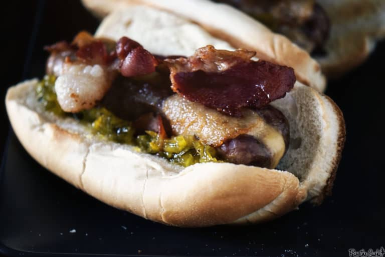 CheeseStuffed Bacon Wrapped Smoked Brats Pass The Sushi