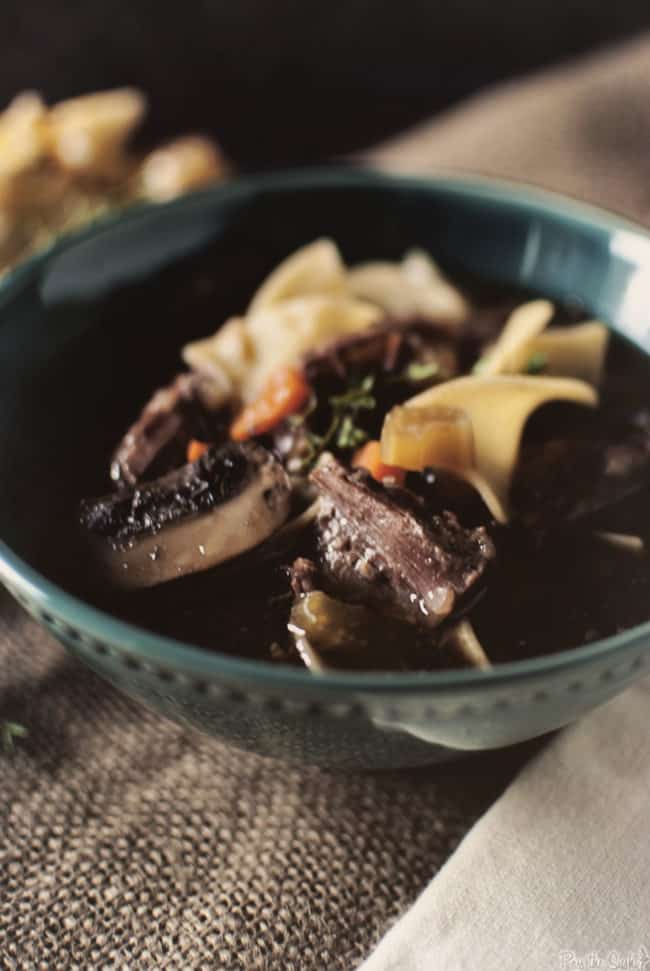Slow Cooker Beef and Noodle Soup with Artichoke Cheesy Bread Pass The Sushi