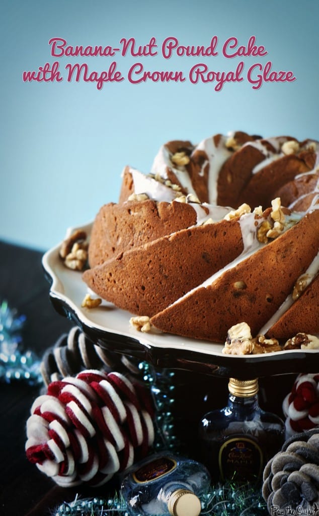 Banana Nut Pound Cake on a stand | Kita Roberts PassTheSushi.com