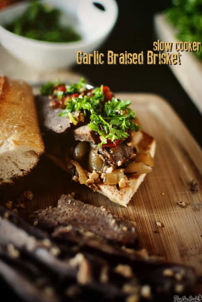 Slow Cooker Garlic Braised Brisket