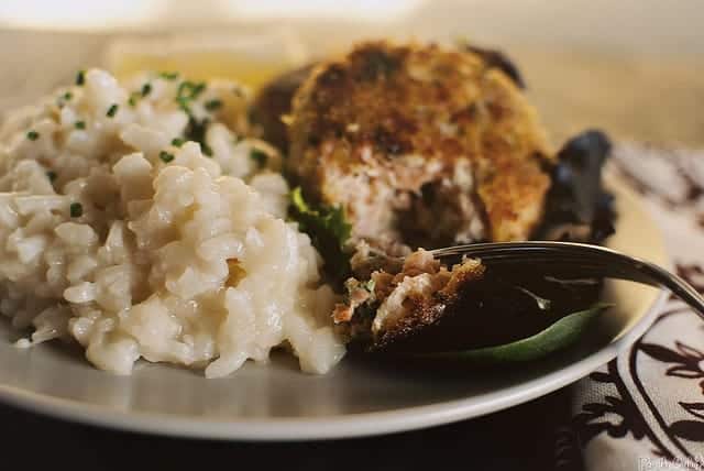 Salmon Cakes with Slow Cooker Parmesan Risotto