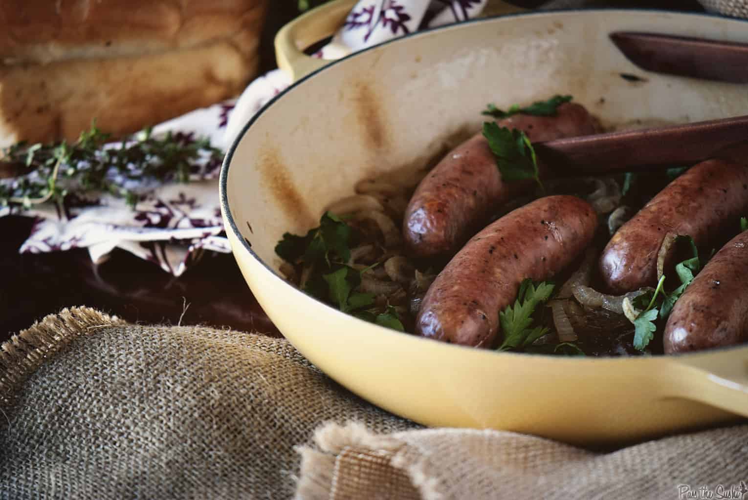 Braised Cola Onions and Sausage | Kita Roberts PassTheSushi.com