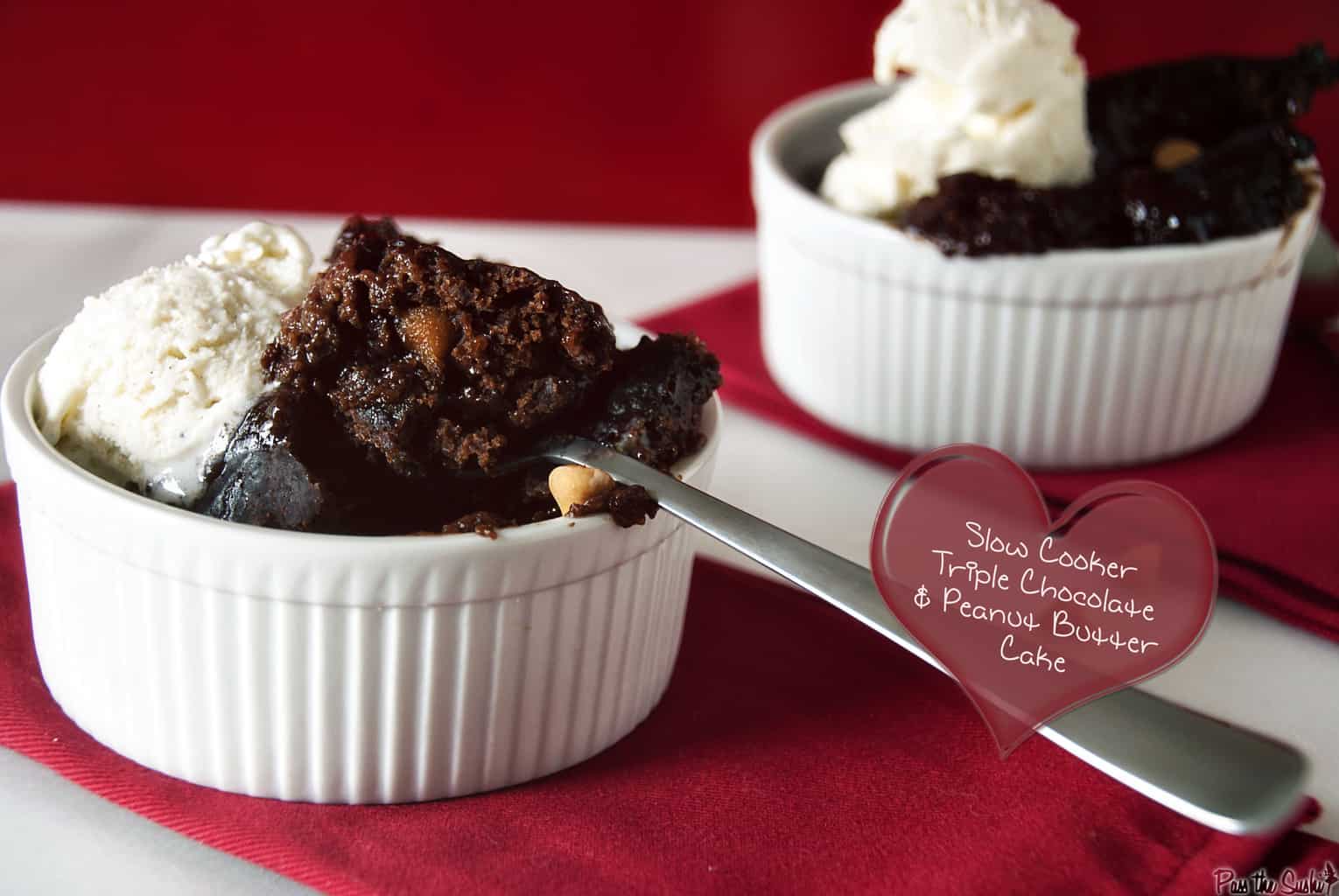 Slow Cooker Triple Chocolate & Peanut Butter Cake | Kita Roberts PassTheSushi.com