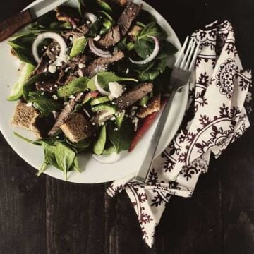 Spinach and Steak Salad | Kita Roberts PassTheSushi.com