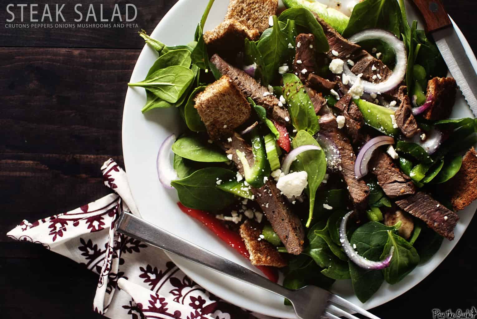 Spinach and Steak Salad | Kita Roberts PassTheSushi.com