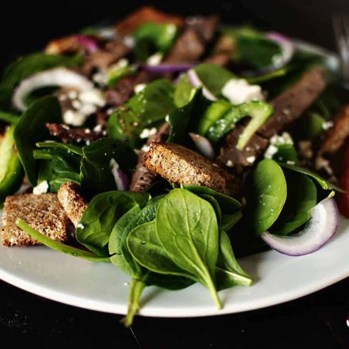 Spinach and Steak Salad | Kita Roberts PassTheSushi.com