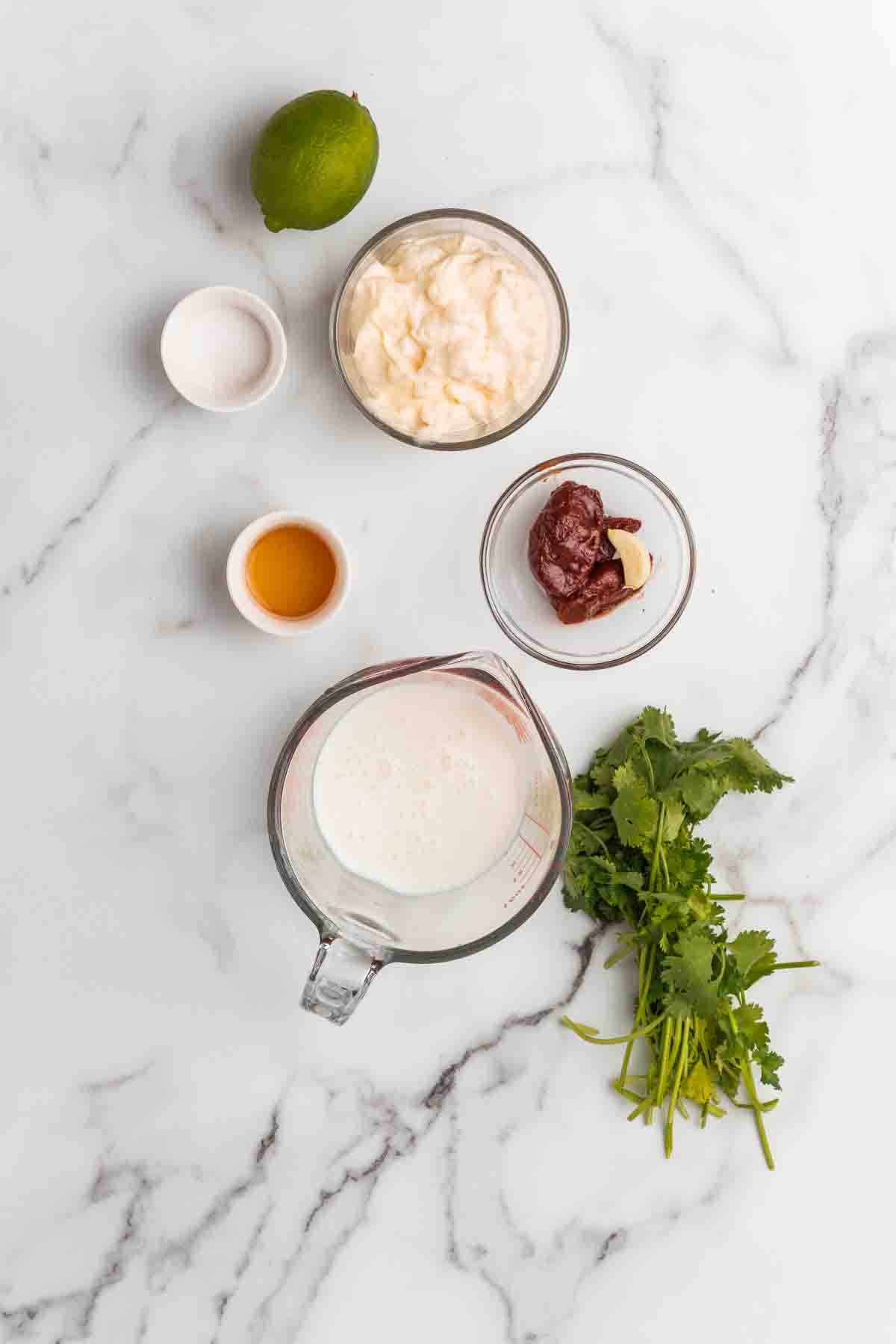 Ingredients for the dressing recipe.