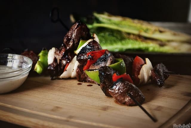 Grilled Venison Kabobs with Romaine