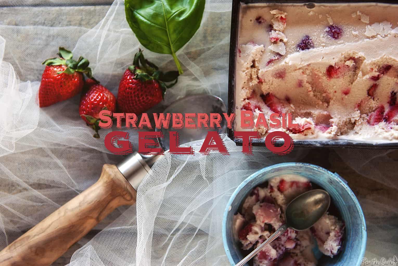 Strawberry Basil Gelato | Kita Roberts PassTheSushi.com