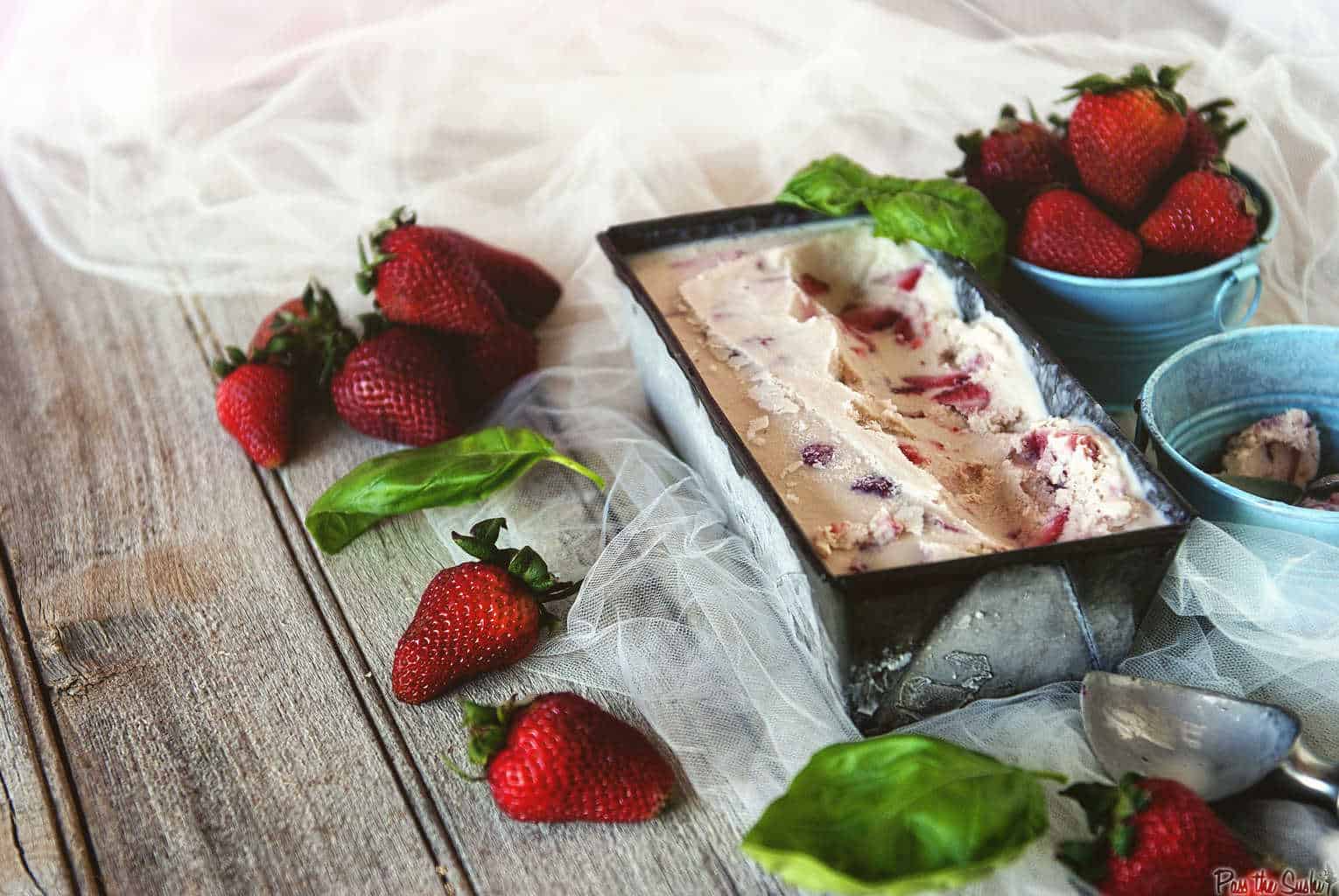 Strawberry Basil Gelato | Kita Roberts PassTheSushi.com