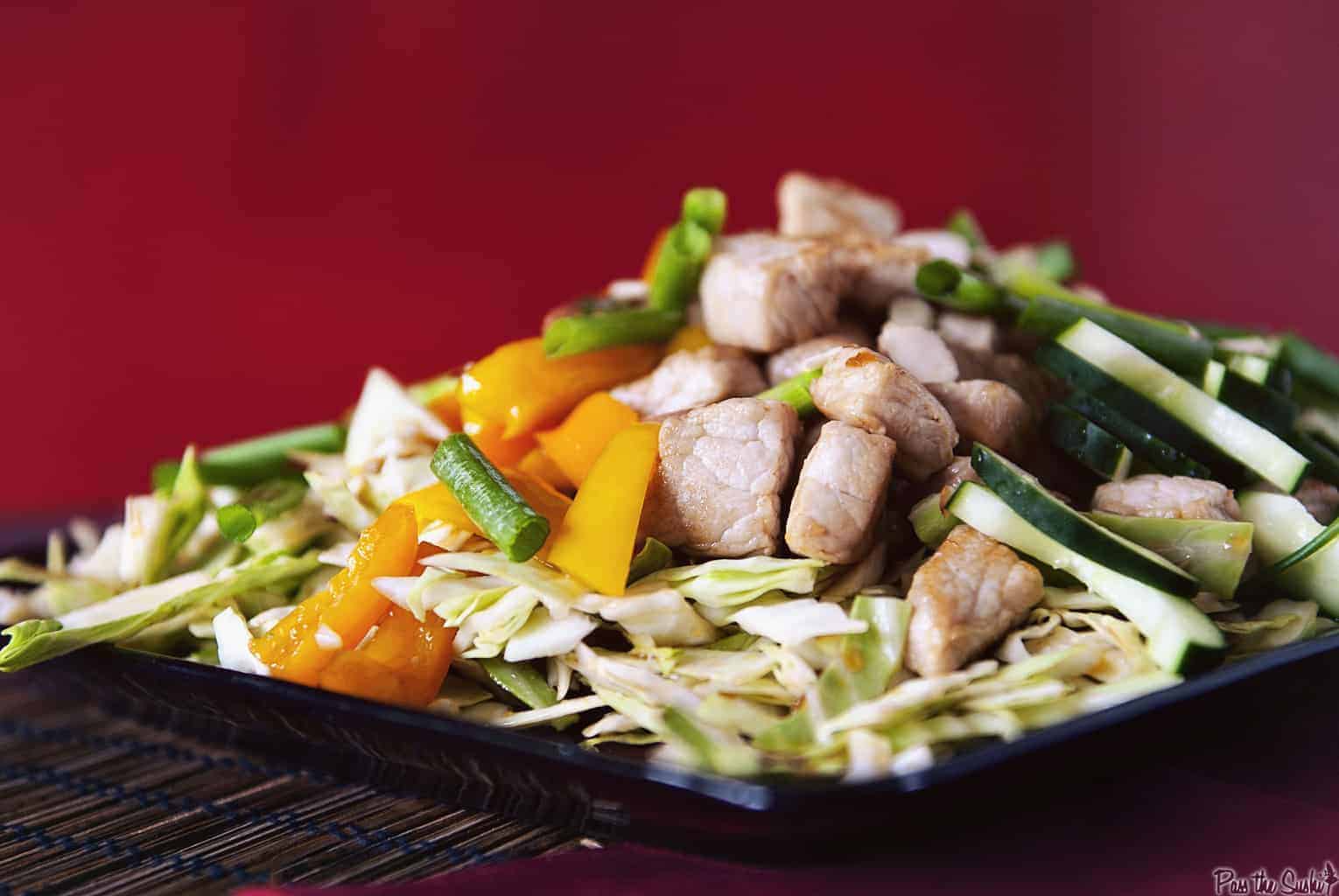 Asian Pork and Cabbage Salad | Kita Roberts PassTheSushi.com