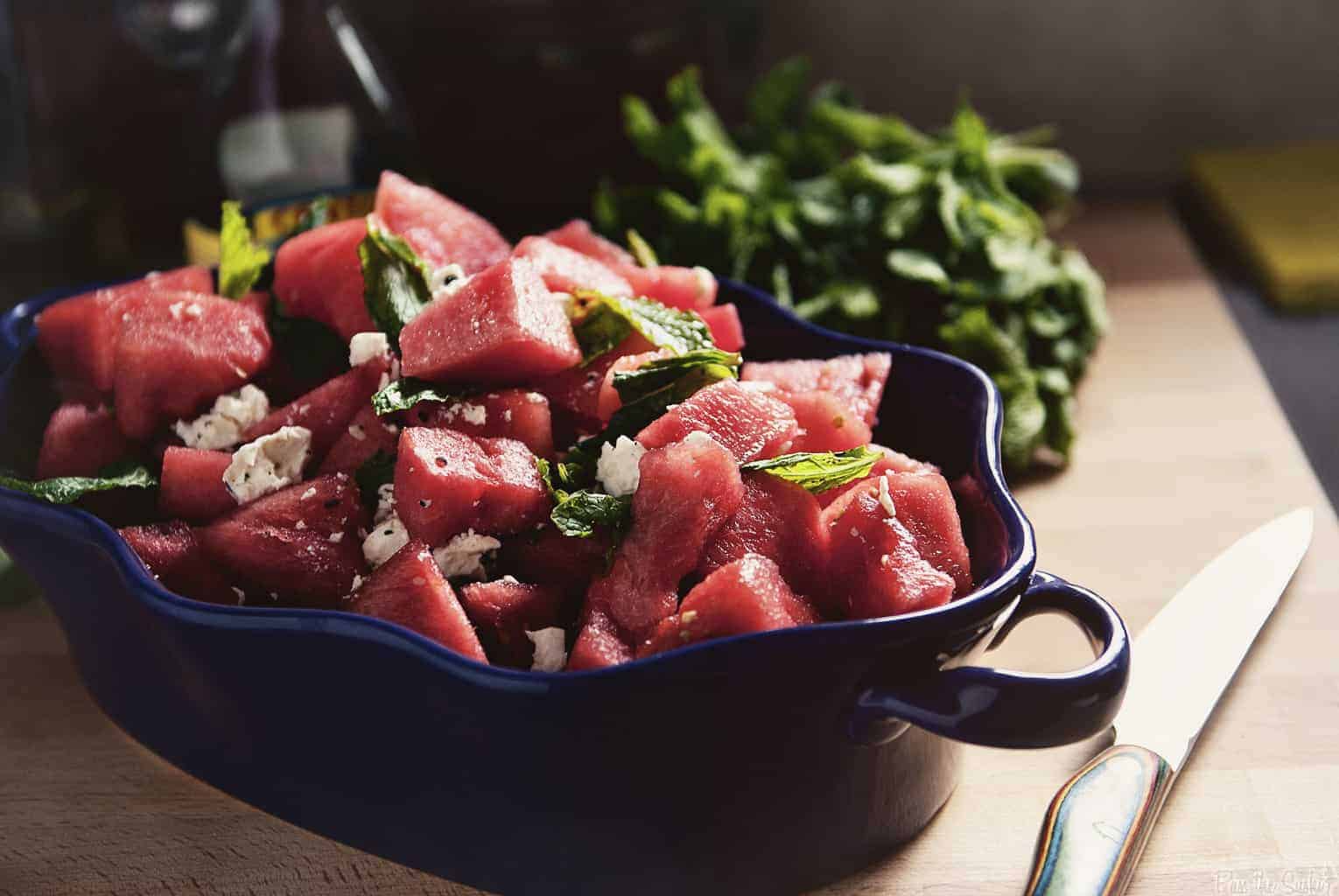 Watermelon Salad with a Balsamic Reduction | Kita Roberts PassTheSushi.com