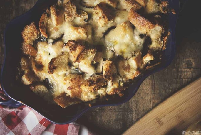 Savory Mushroom and Gruyere Bread Pudding | Kita Roberts PassTheSushi.com