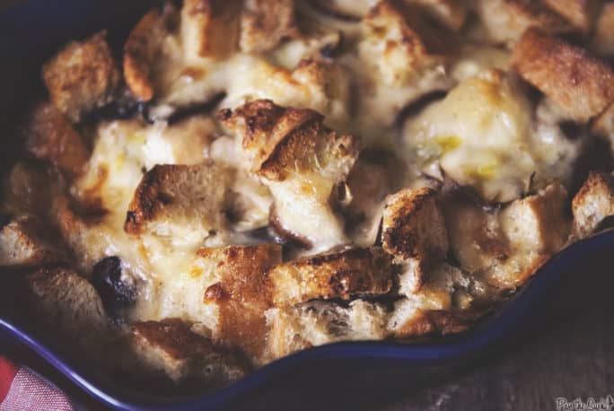 Savory Mushroom and Gruyere Bread Pudding | Kita Roberts PassTheSushi.com