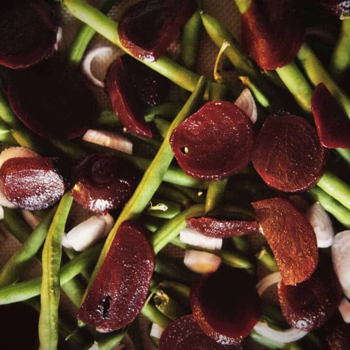 Roasted Green Beans with Beets - Thanksgiving Sides | Kita Roberts PassTheSushi.com
