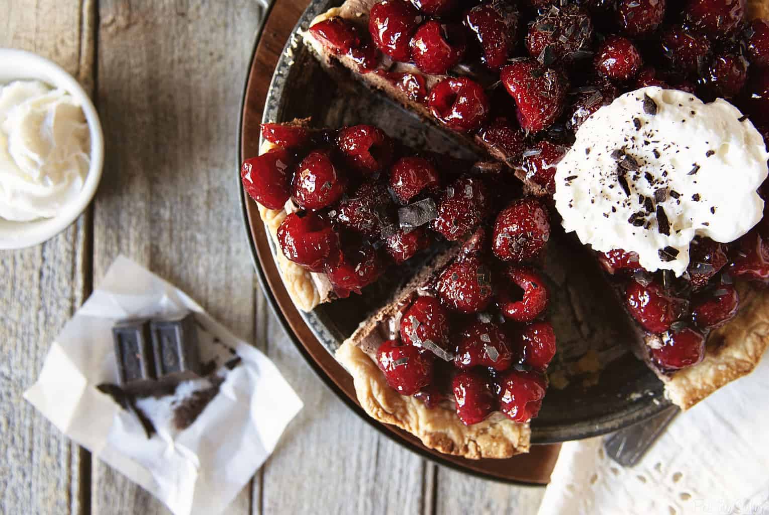 Chocolate Mascarpone Raspberry Pie