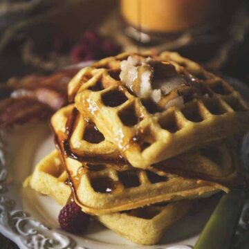 Cornmeal Buttermilk Waffles with Honey Butter | Kita Roberts PassTheSushi.com