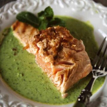 King Salmon with Peas and Mint | Kita Roberts PassTheSushi.com