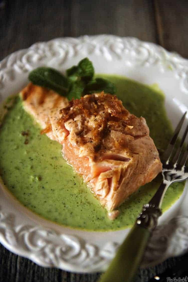 King Salmon with Peas and Mint | Kita Roberts PassTheSushi.com