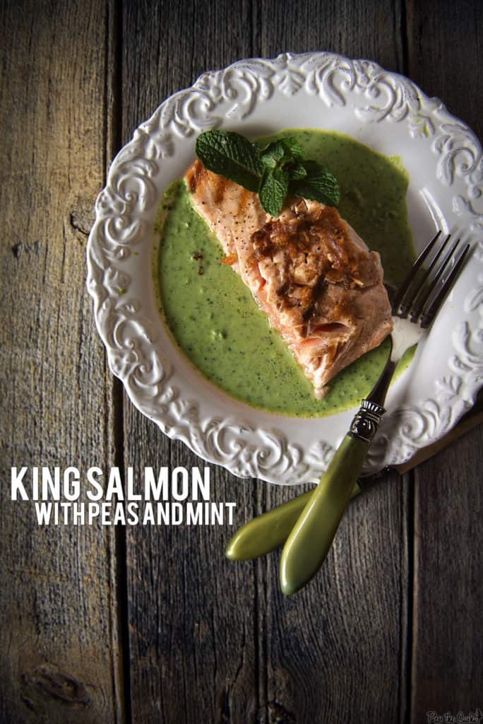 King Salmon with Peas and Mint | Kita Roberts PassTheSushi.com