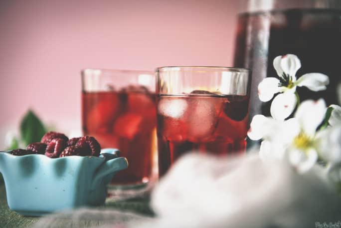 Raspberry Sake Tea Cocktail | Kita Roberts PassTheSushi.com