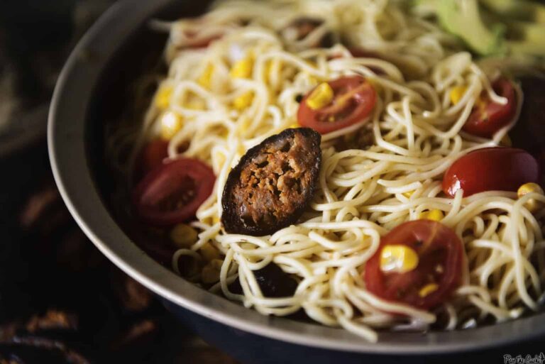 Angel Hair Pasta Salad with Corn and Chorizo