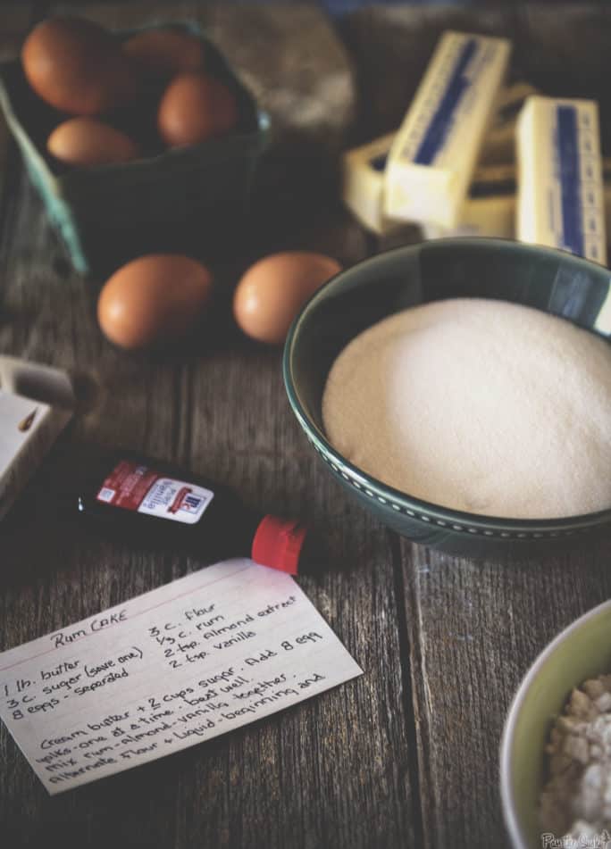 Ingredients laid out for Rum Cake Recipe | Kita Roberts PassTheSushi