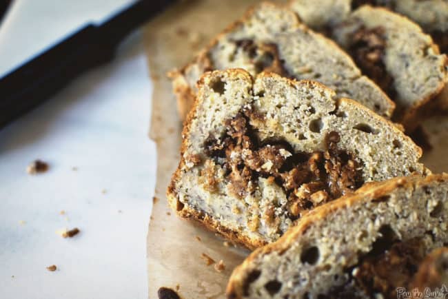 Banana Peanut Butter Swirl Bread \ PasstheSushi.com