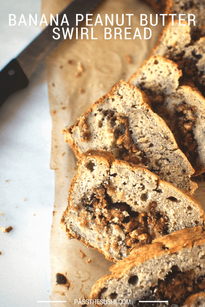 Banana Peanut Butter Swirl Bread | Kita Roberts PassTheSushi.com