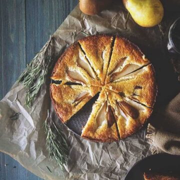 Pear Cornmeal Cake with Rosemary Simple Syrup | Kita Roberts PassTheSushi.com