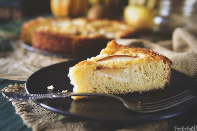 Pear Cornmeal Cake with Rosemary Simple Syrup | Kita Roberts PassTheSushi.com