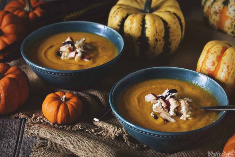 Roasted Butternut Squash Soup with Apple-Cranberry Relish
