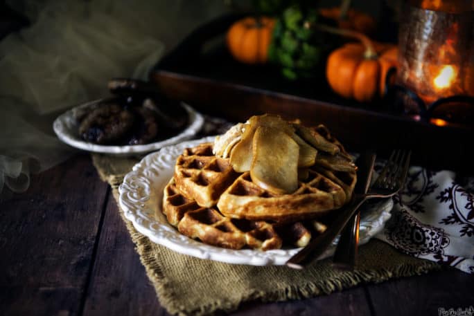 Spiced Buttermilk Waffles with Amaretto Glazed Pears | Kita Roberts PassTheSushi.com