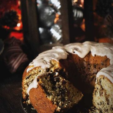 Browned Butter Coffee Cake with Spiced Maple Cream Cheese Frosting | Kita Roberts PassTheSushi.com