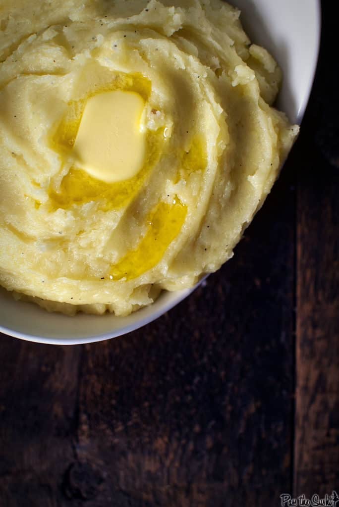 Mama's mashed potatoes with a pad of butter on top | Kita Roberts PassTheSushi.com