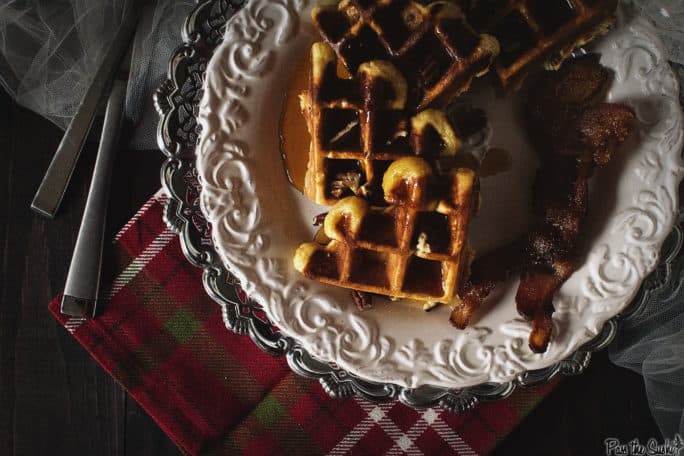 Spiked Eggnog Belgian Waffles with Warmed Boozy Syrup | Kita Roberts PassTheSushi.com