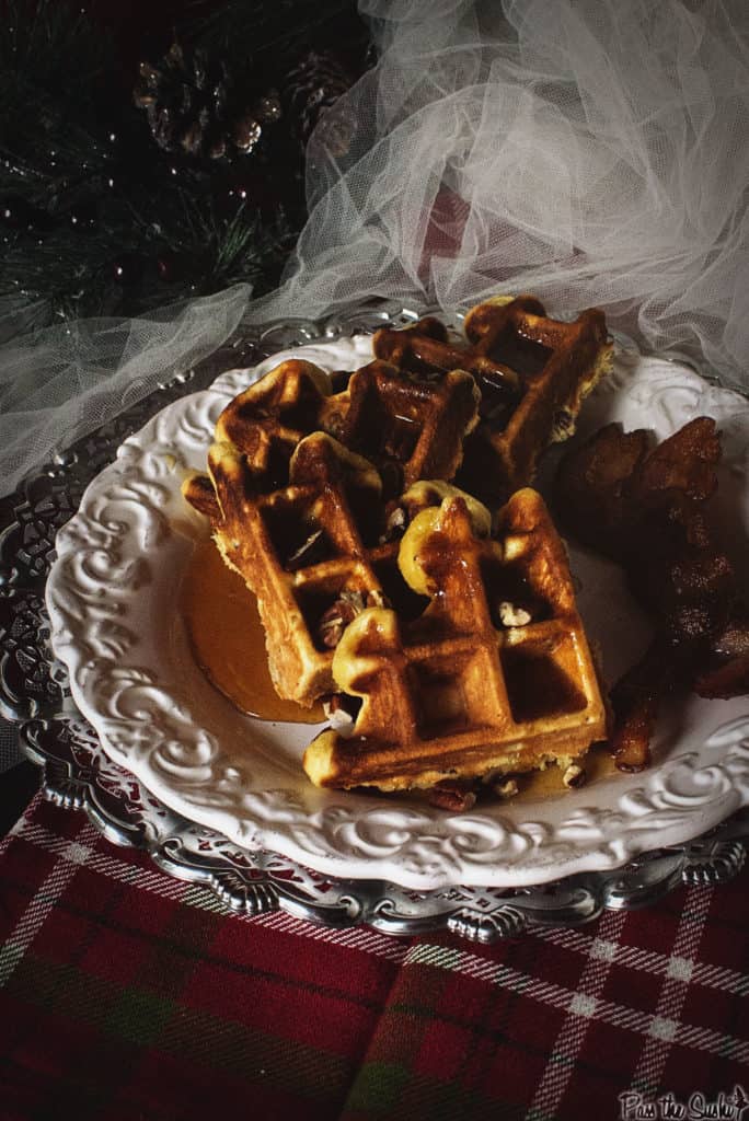 Spiked Eggnog Belgian Waffles with Warmed Boozy Syrup | Kita Roberts PassTheSushi.com