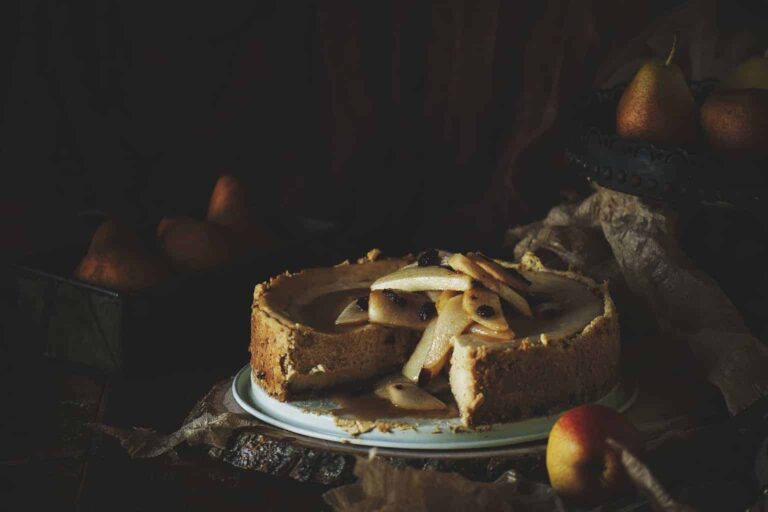 Maple Cheesecake with Cinnamon Pear Topping