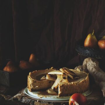 Maple Cheesecake with Cinnamon Pear Topping | Kita Roberts PassTheSushi.com