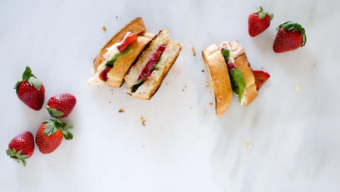 Savory Balsamic Roasted Strawberry and Basil Grilled Cheese | Kita Roberts PassTheSushi.com