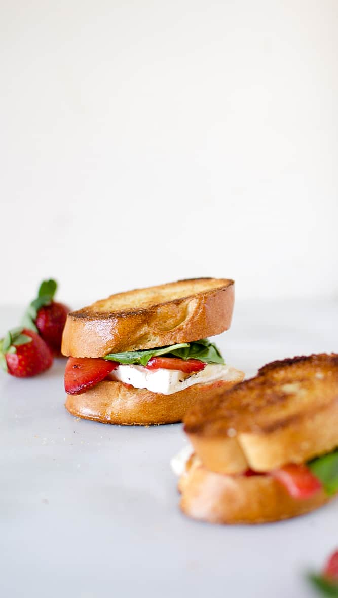 Savory Balsamic Roasted Strawberry and Basil Grilled Cheese