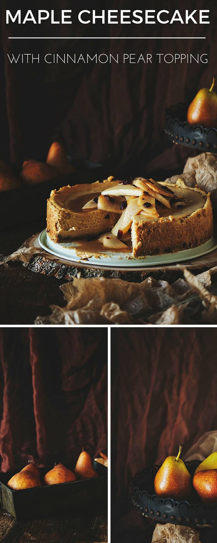 Maple Cheesecake with Cinnamon Pear Topping Recipe 