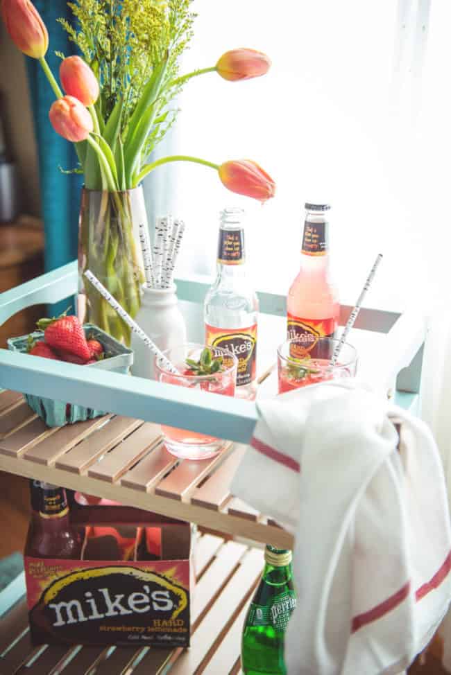 DIY IKEA HACK Bar Cart and a fun little Strawberry Lemonade Spritzer Recipe 