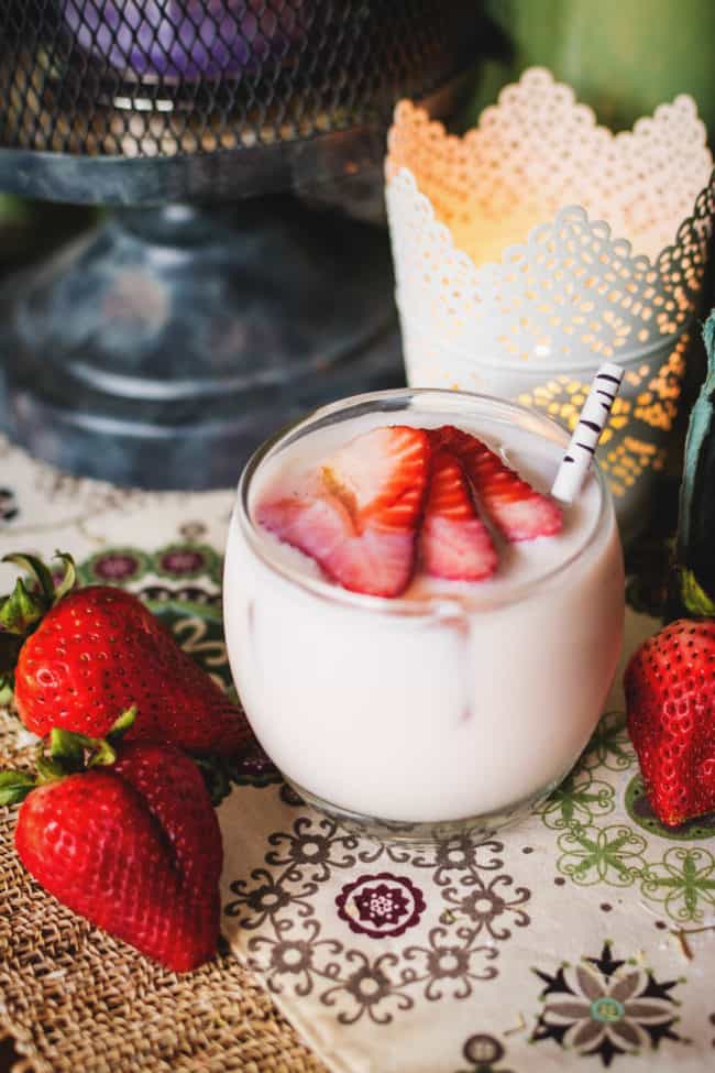 Toasted Coconut Strawberry Tequila Cocktail on PasstheSushi.com