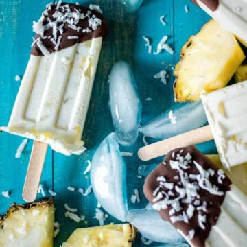 Chocolate Dipped Boozy Pina Colada Popsicles | Kita Roberts PassTheSushi.com