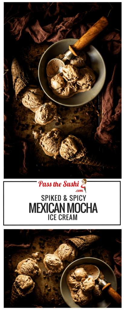 Spiked & Spicy Mexican Mocha Ice Cream - A smooth mocha ice cream with spike with tequila and a touch of heat. 