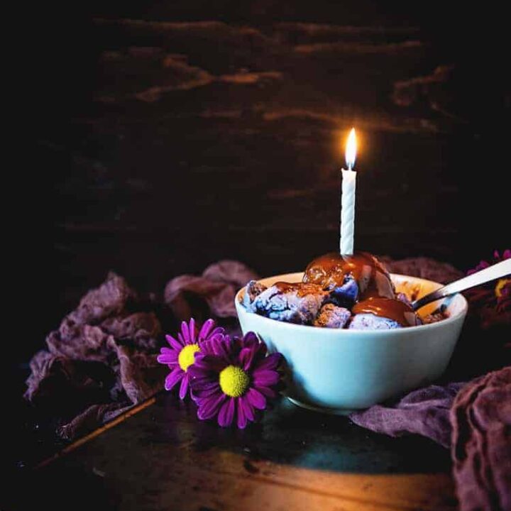 Spiked Potato and Huckleberry Swirl Ice Cream | Kita Roberts PassTheSushi.com