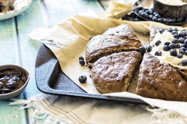 Toasted Coconut Blueberry Banana Bread Scones