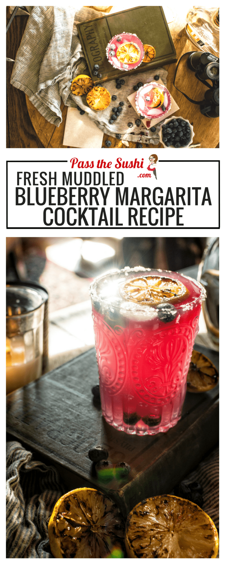 Fresh Muddled Blueberry Margarita Cocktail Recipe