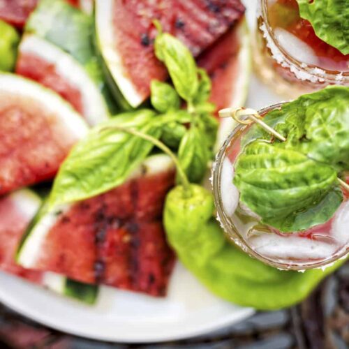 Grilled Watermelon Margarita with Smoked Serrano Infused Tequila | Kita Roberts PassTheSushi.com